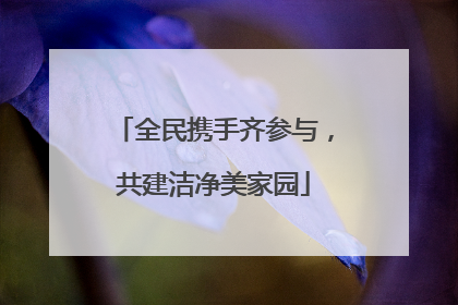 全民携手齐参与，共建洁净美家园